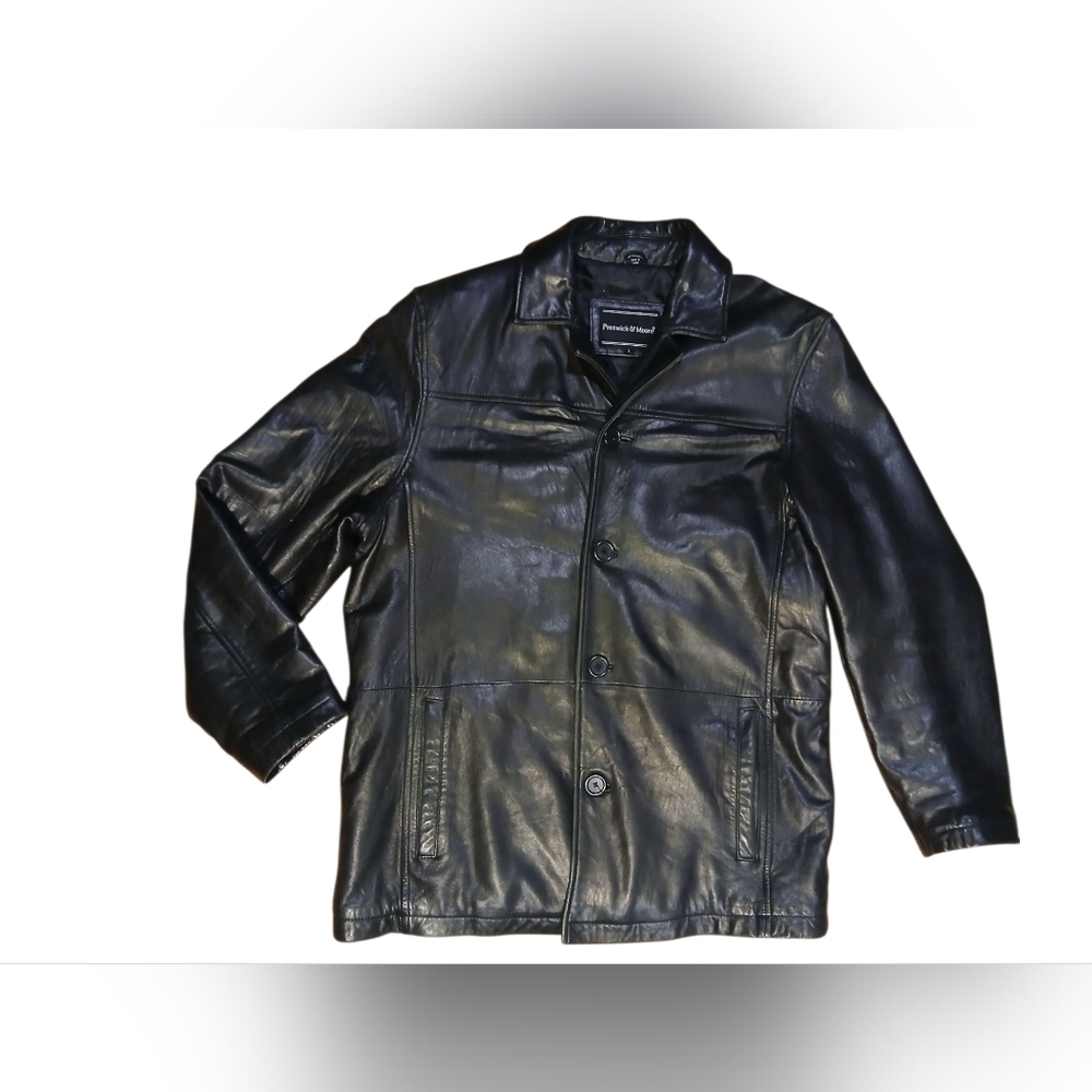 Prestwick & Moore Genuine Leather Car Coat Size Large